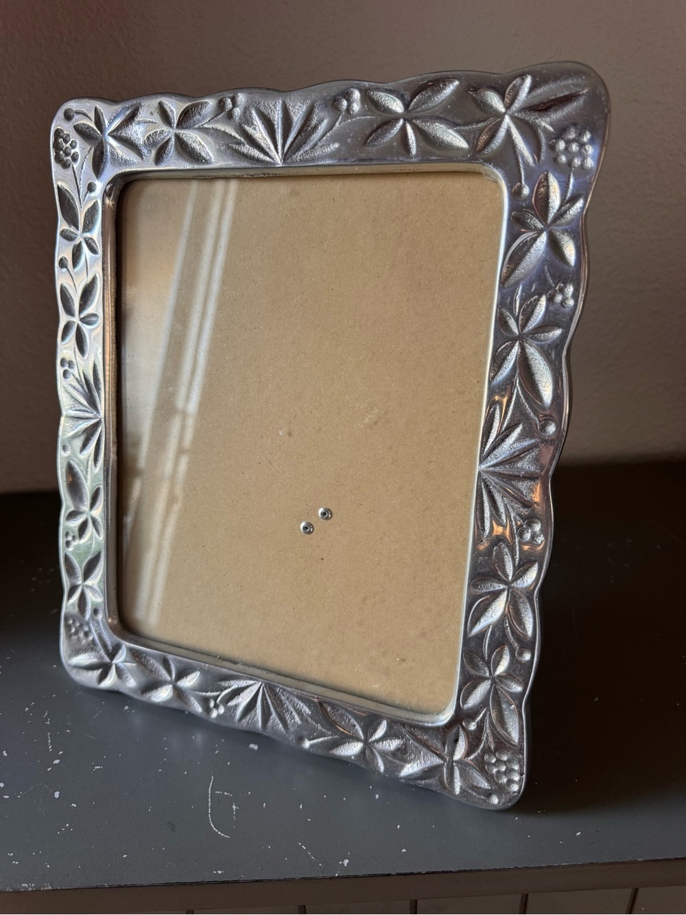 Floral Embossed Silver Picture Frame